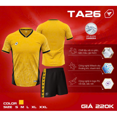 ÁO BÓNG ĐÁ KHÔNG LOGO TA26